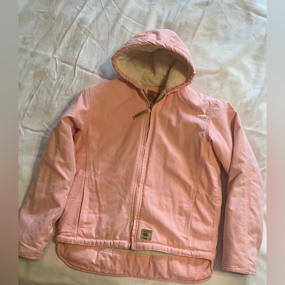 Pink youth large Bernie jacket, very soft Sherpa lined and warm. No stains